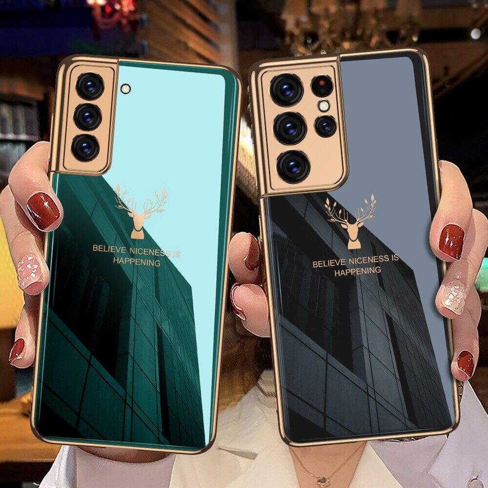 Luxury Tempered Glass phone case for Samsung Z Fold 4 Z fold 3 Galaxy S23 Ultra S23 Plus S21 5G S22 Ultra s21 FE s21 plus Full Protect Camera Lens back Cover
