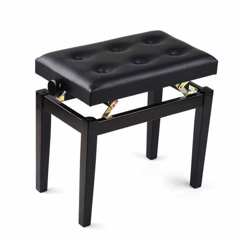 Black Wooden Piano Bench Stool Adjustable Height Soft Cushion Padded (Standard) Malaysia