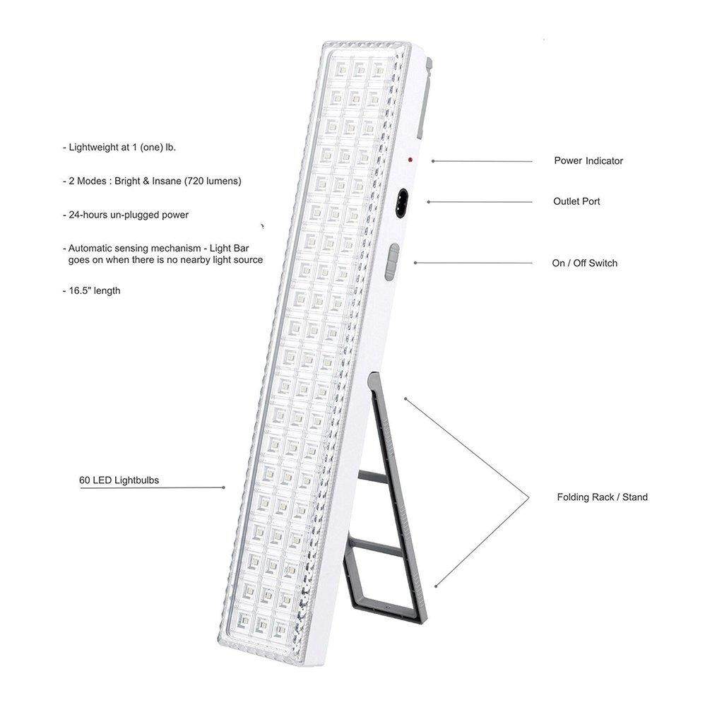 G-PADDY Lightbar Siêu Sáng 60 Đèn Led Sạc Thanh Đèn Ngủ