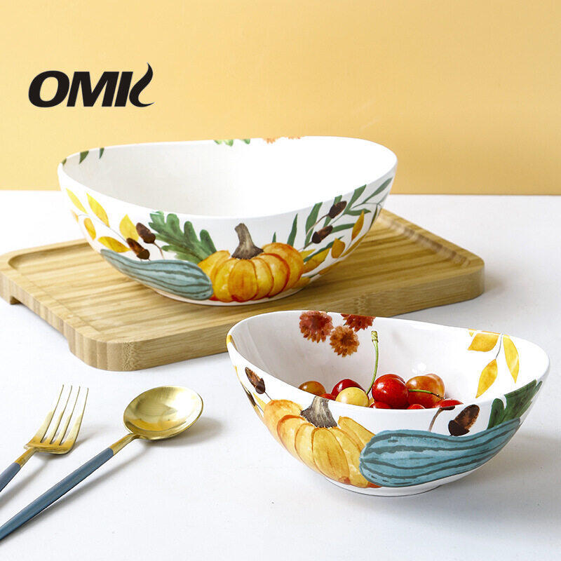OMK Red Luca Series Ceramic Boat salad bowl
