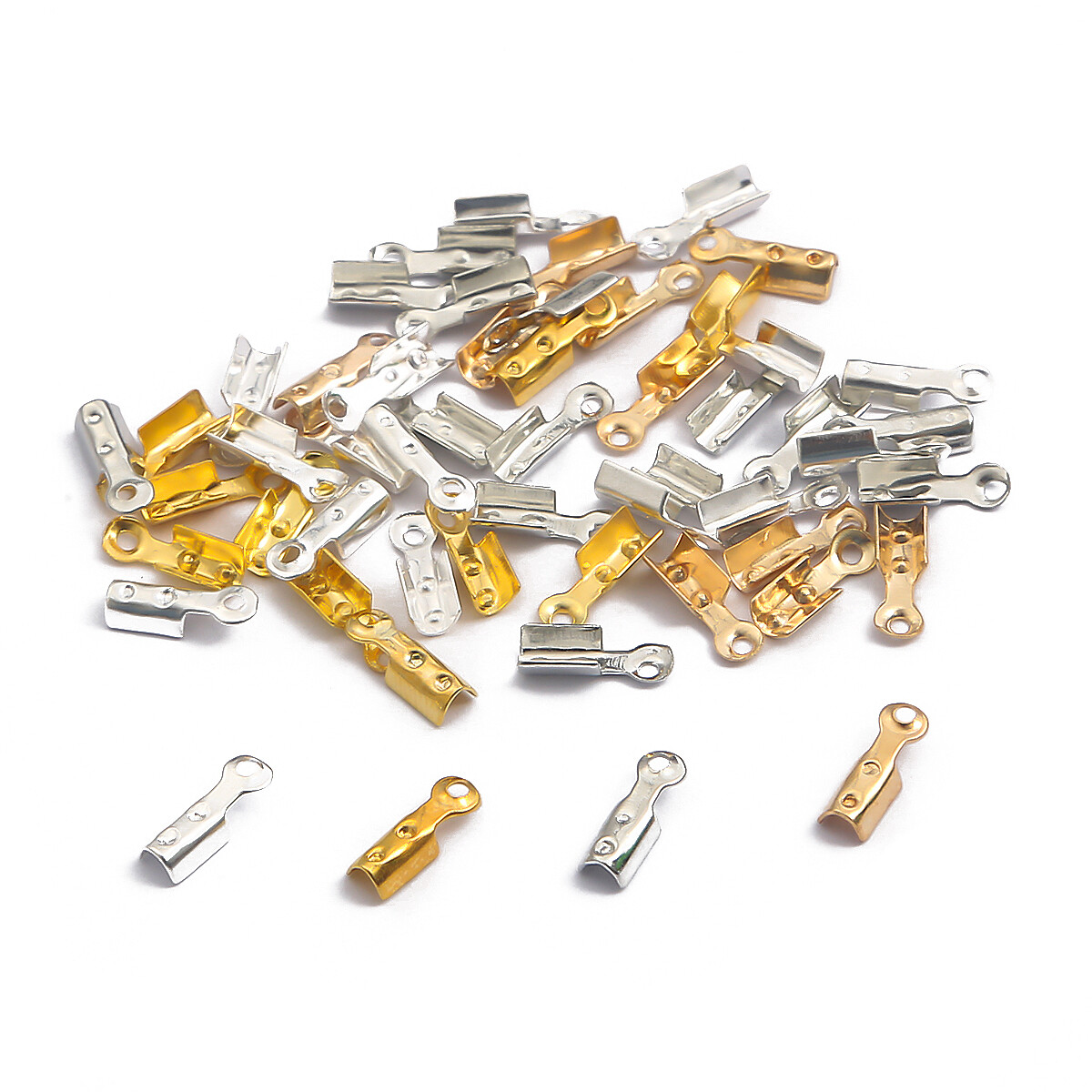50pcs 8x3mm Iron Clip-on leather Rope Chain Closure Chain End Clasps Cup For Jewelry Necklace Bracelet Connector Accessories