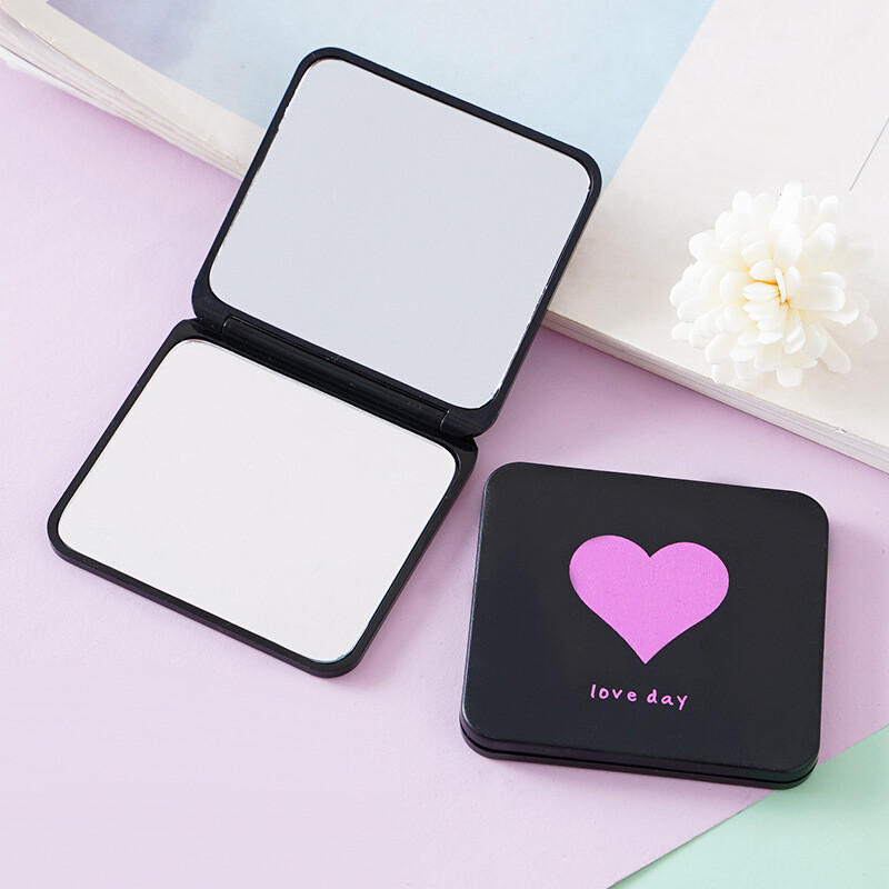 【HOMP】Foldable Makeup Mirror Mini Square Makeup Vanity Mirror Portable Hand Mirrors Double-sided Compact Mirror Pocket Cosmetic Mirror