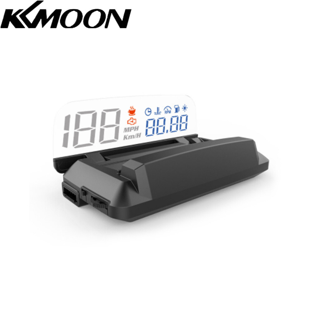 Car HUD Headup Display LED Speedometer Projector with Speed/Time/Water Temperature/RPM/Fuel Consumption/Mileage Display Alarm Function