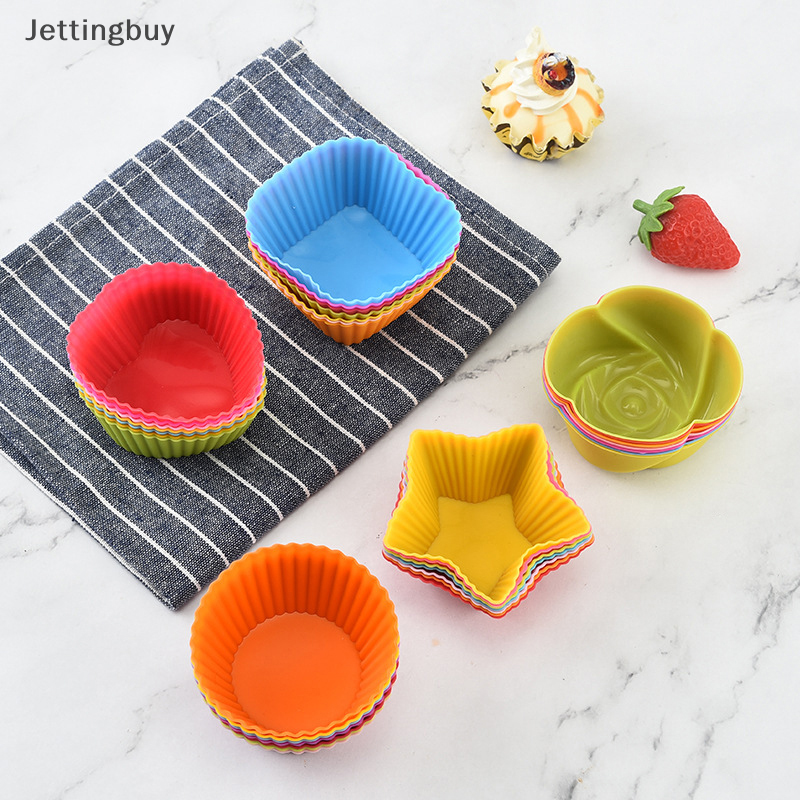 【Jettingbuy】 Flash Sale 7pcs Set Silicone Cake Mold Muffin Cupcake Baking Molds DIY Cake Decorating Tools