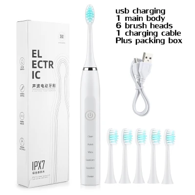New portable household electric toothbrush, sonic vibration waterproof five-speed adult general cleaning toothbrush
