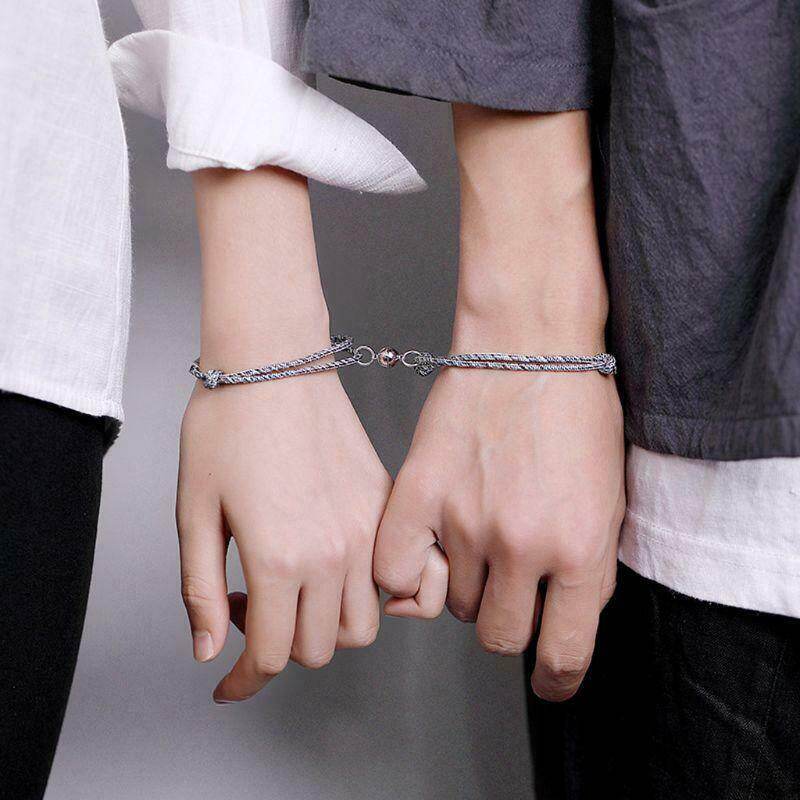 【Bubble Star】2pcs/set Bracelets Attract Couples Bracelets best Friend Bracelet Men Women Bracelet Rope Weaving Magnet Attract Long-distance Love Jewelry