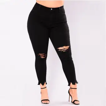 black ripped capris