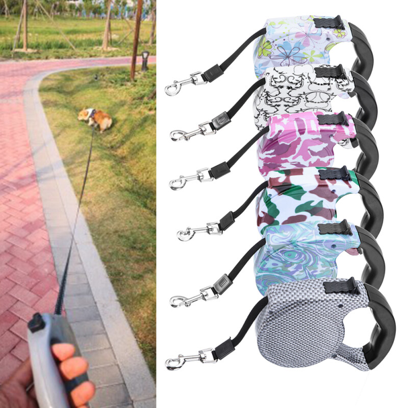5M Puppy Nylon Tự Động Có Thể Thu Vào Đi Bộ Huấn Luyện Vật Nuôi Vật Nuôi Dây Xích Chó Dây Kéo
