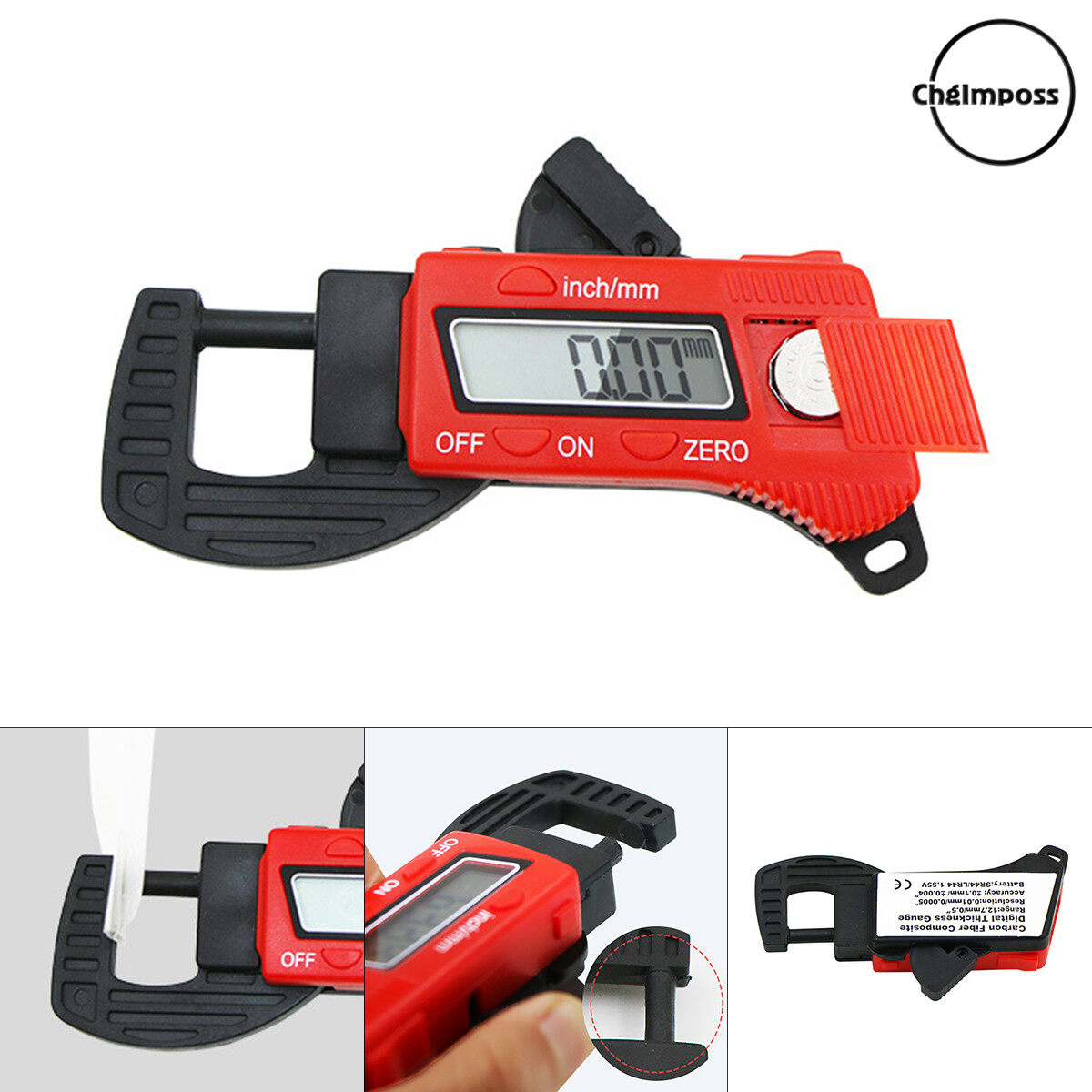 ChgImposs Mini Digital Thickness Gauge Dial 0.01mm Thickness Tester Caliper Carbon Fiber Composites Meter Width Measure Tool