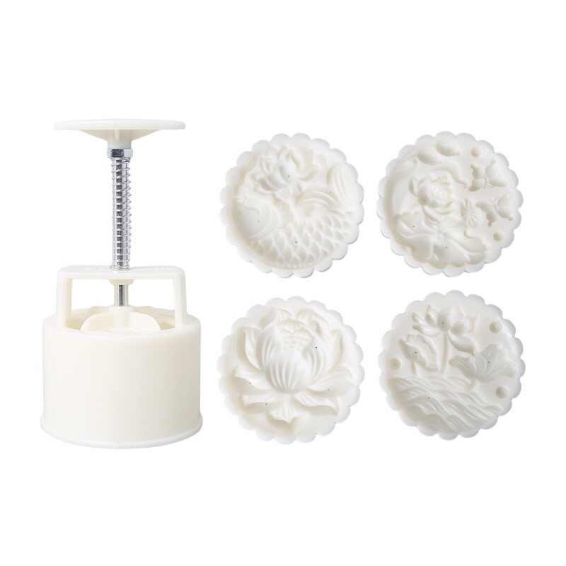 Plastic Mooncake Mold 3D Flower Fish Stamps Cookie Cutter Moulds 150g Or 200g DIY Baking Accessories Mid-Autumn Festival