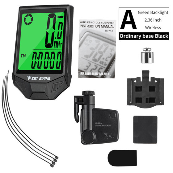 West Biking Waterproof Bicycle Computer MTB Road Bike Wireless Speedmeter Large Digital Cycling Speedmeter Odometer Bicycle Accessories