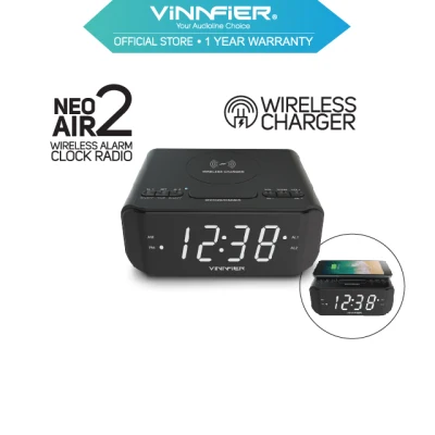 Vinnfier neo air 2 Wireless Charging Portable Bluetooth Speaker with Alarm Clock FM Radio and USB Slot