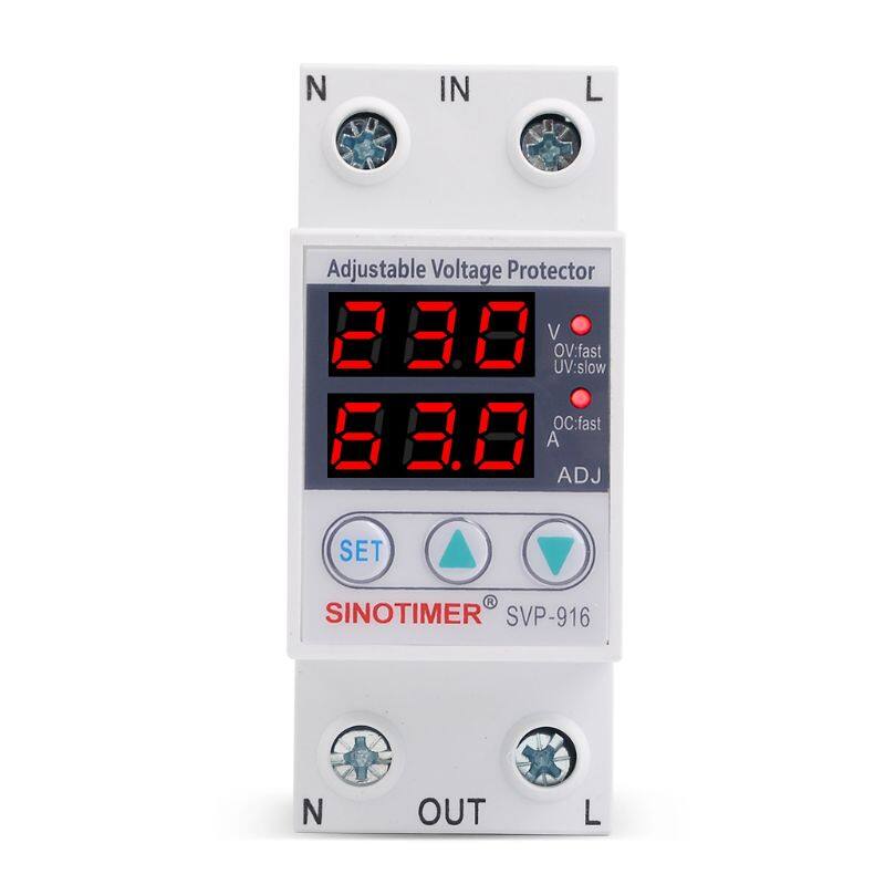 SVP916 Adjustable Voltage Surge Protector Relay 220V 40/63/80A Dual Display Din Rail with Limit Current Protect for Home