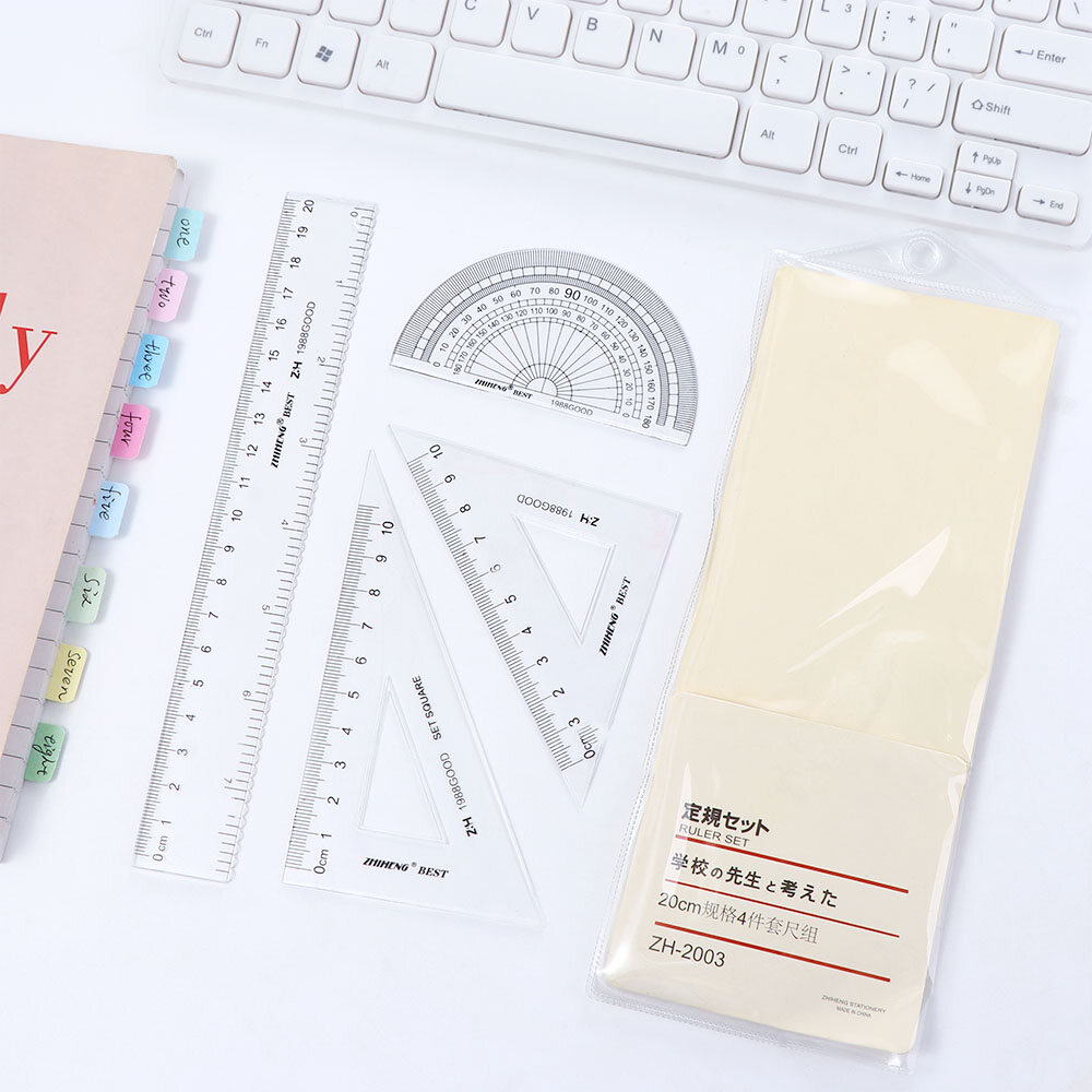 MMLUCK School Supplies Student 15cm 18cm 20cm Simple Style Learning Triangle Ruler Drawing Ruler Plastic Ruler Ruler Straightedge