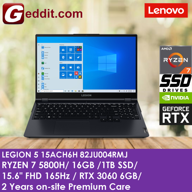 LENOVO LEGION 5 15ACH6H 82JU004RMJ GAMING LAPTOP (RYZEN 7 5800H,16GB,1TB SSD,15.6 FHD 165Hz,RTX3060 6GB,WIN10 ) Malaysia