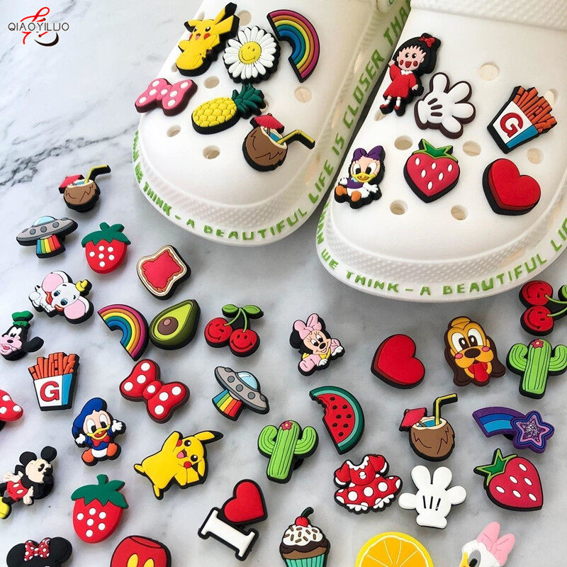 QiaoYiLuo Cartoon DIY pattern hole shoes PVC soft rubber shoes flower shoe buckle decorative buckle accessories cute detachable
