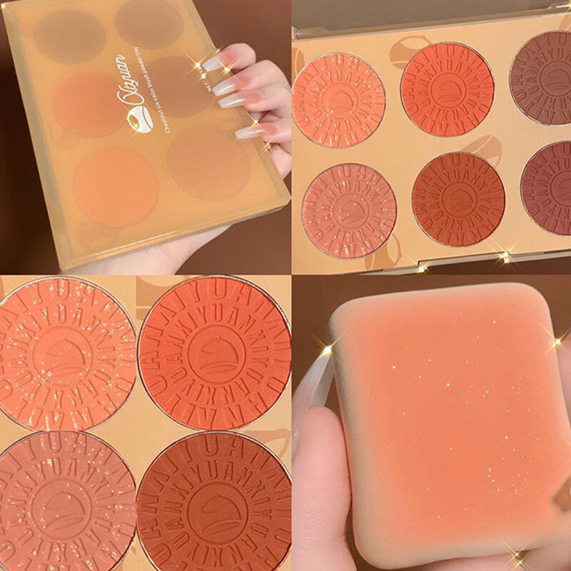 Bảng Màu Má Hồng 6 Màu, Lấp Lánh Ngọc Trai Và Sức Sống, Cô Gái Với Trang Điểm Màu Nude Tự Nhiên, Sửa Chữa Màu Đỏ giá rẻ