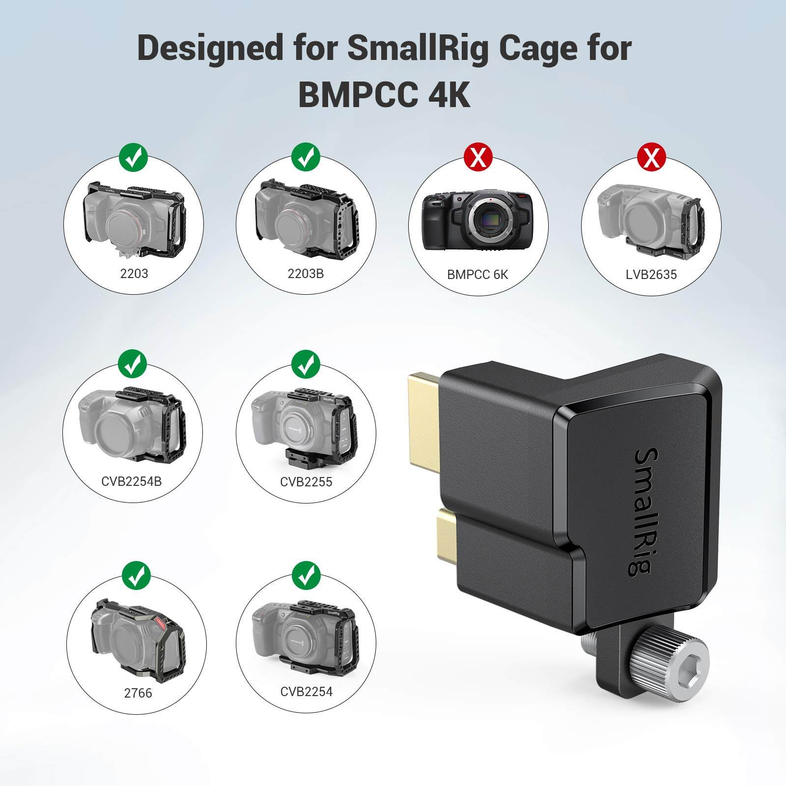 Smallrig HDMI/USB Type-C Right-Angle Adapter For Blackmagic Pocket Cinema Camera BMPCC 4K BMPCC 6K Pro Camera Cage 2700/3289