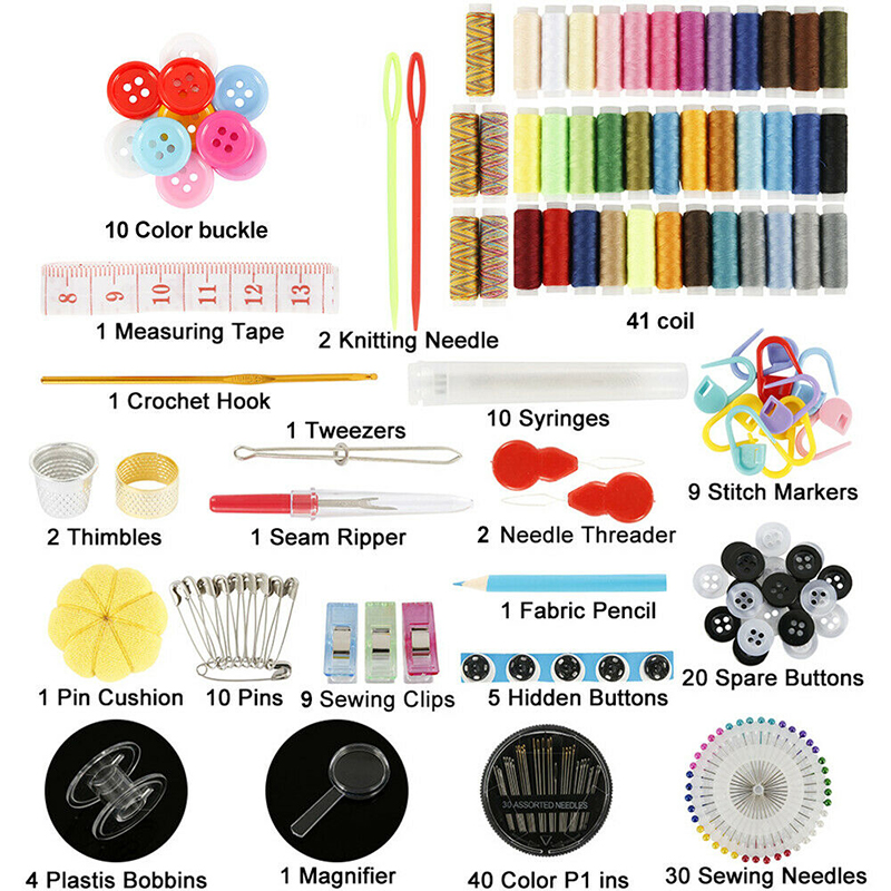 BOKALI 200pcs New Sewing Kit Sewing Accessories Sewing Thread Sewing Needles Tool Kit