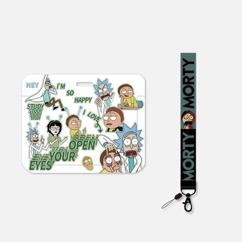 Rick and Mortica student name card case card holder staff transparent brand name plate listing meal card cover access control card set protective shell length lanyard hard case