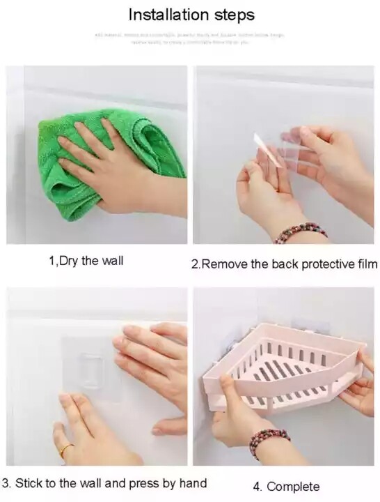 Bathroom Wall Triangular Shower Shelf Punch-free Bathroom Corner Bath Rack Multifunctional Kitchen Storage Holder Organizer