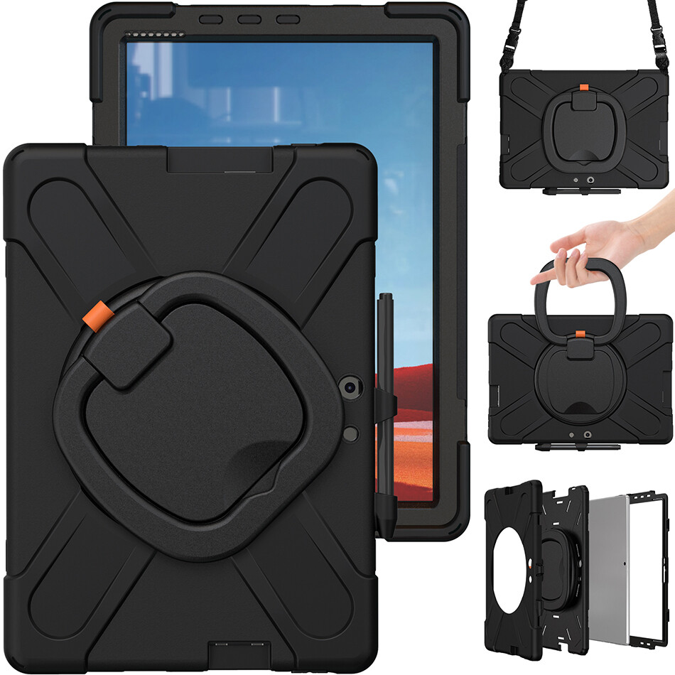 IFarcase For Surface Pro 7 Plus 4 5 6 7 Pro X Shockproof Hard Back Cover with Strap Rotatable Kickstand Pencil Slot Surface GO Silicone Case 1 2 3