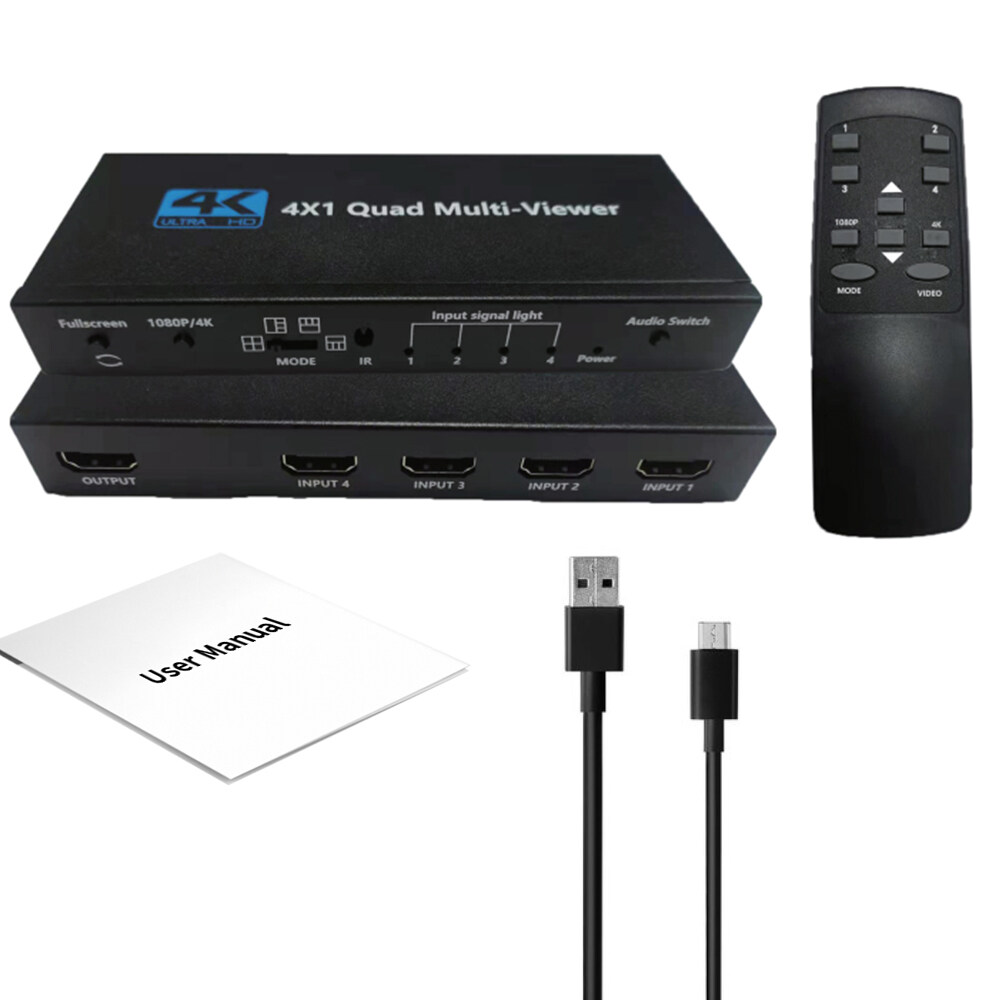 4K HDMI Multiviewer 4X1 HDMI Quad Viewer 4 In 1 HDMI Multi-Viewer ...