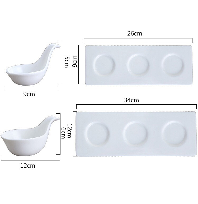 DAFIFY 4 in 1 Ceramic Serving Caviar and Appetizer Sauce Dish Dipping Bowls Set