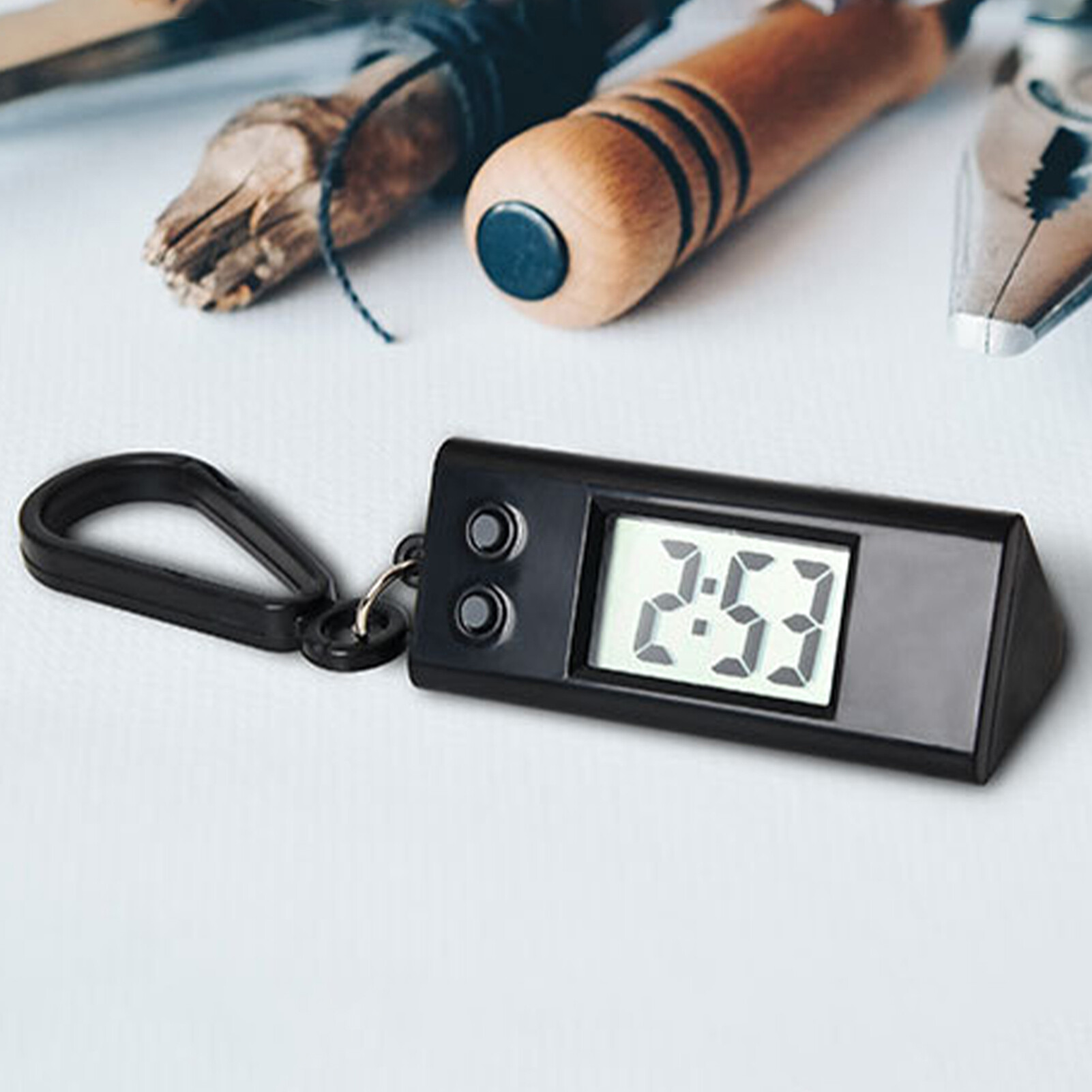 POCO Đồng Hồ Điện Tử Đồng Hồ Điện Tử Hình Tam Giác Hiển Thị Kỹ Thuật Số LCD Không Ồn Móc Khóa Cho Kỳ Thi Điện Tử Mini Tiện Lợi