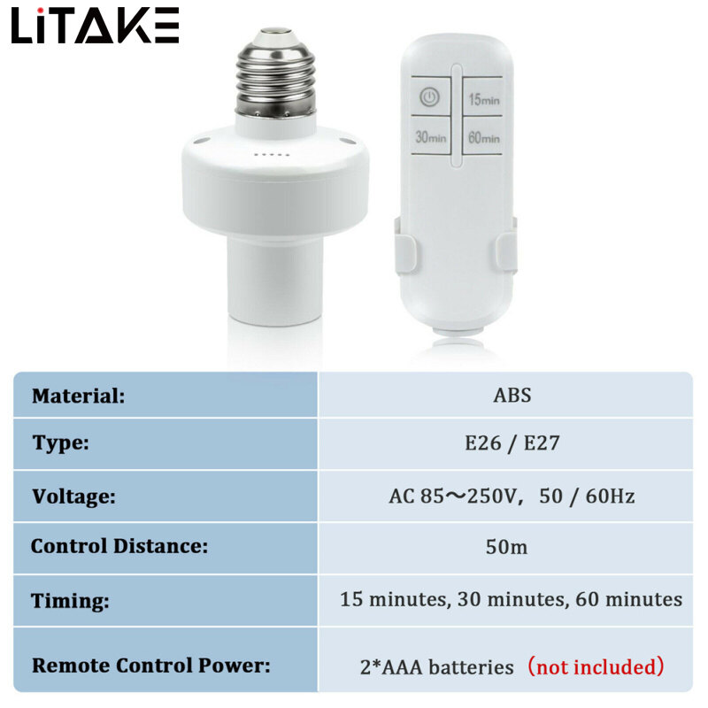 LITAKE E27 Lamp Holder Wireless Remote Control Stable Performance Light Bulb Cap Socket Switch Screw Kit
