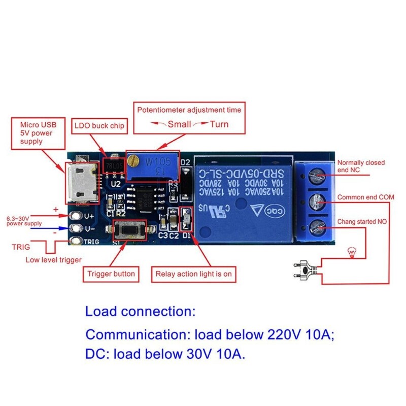 Mạch hẹn giờ điện DC 5V-30V Micro USB có thể điều chỉnh tăng hiệu điệu thế lên 12V 24V - intl