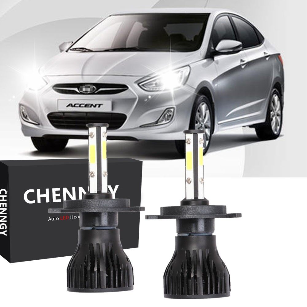 Cặp Đèn Pha H4 Led 6000k Cho Xe Hơi Hyundai Accent Year (rb) 2010-2018