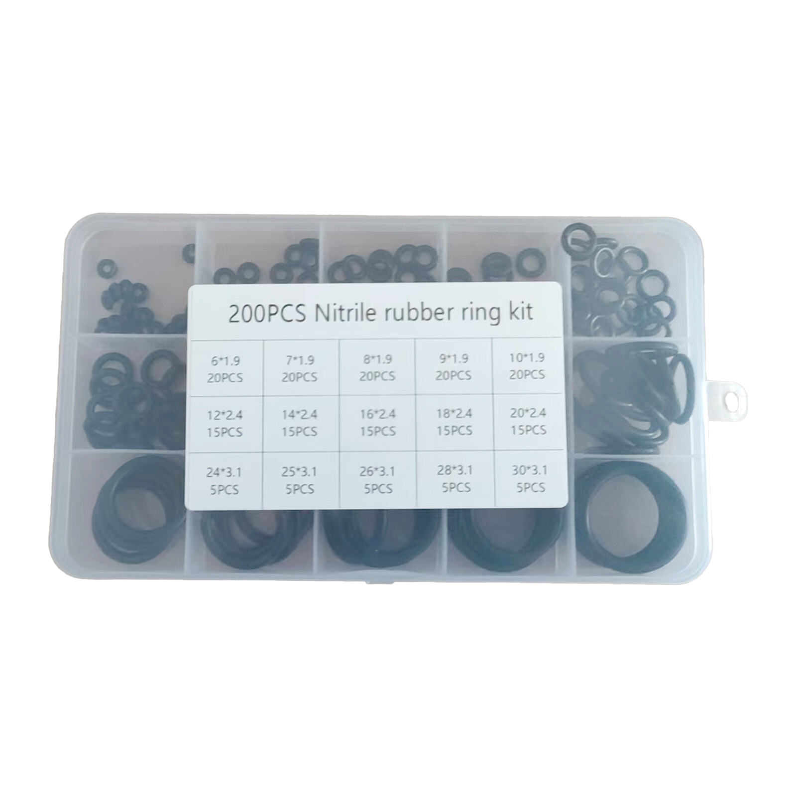 Farfi 200Pcs Seal Ring Waterproof Good Flexibility Assorted 15 Sizes Rubber Sealing Gasket Auto Supplies Seal Ring Anti-static