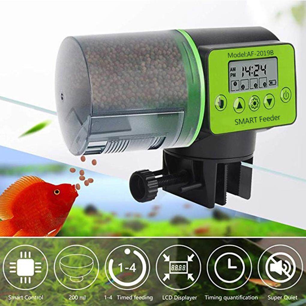 Automatic Aquarium Tank Fish Feeder 4 Time Digital Food Feeding Rotate Dispenser Fish
