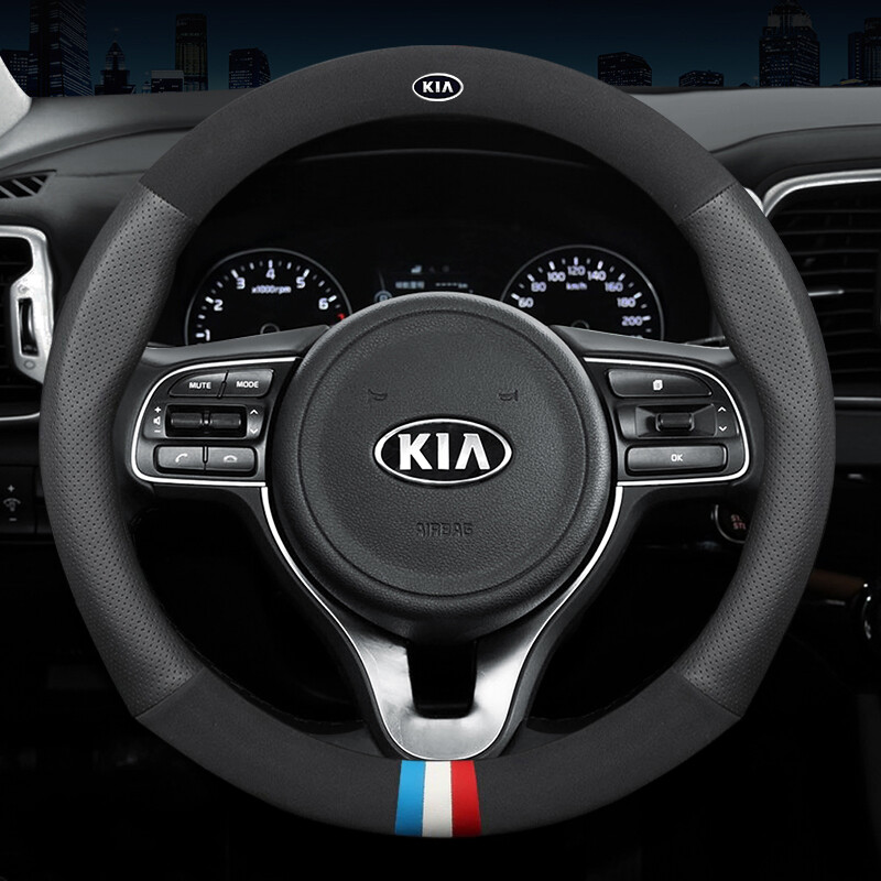 Car Steering Wheel Cover Leather For Kia Cerato Forte Optima Picanto Sorento Sportage Seltos Stonic K2 K3 K4 K5 K9 KX3 KX5 KX7 Stinger Soluto 2018 2019 2020 2021 Auto Breathable Styling Accessories