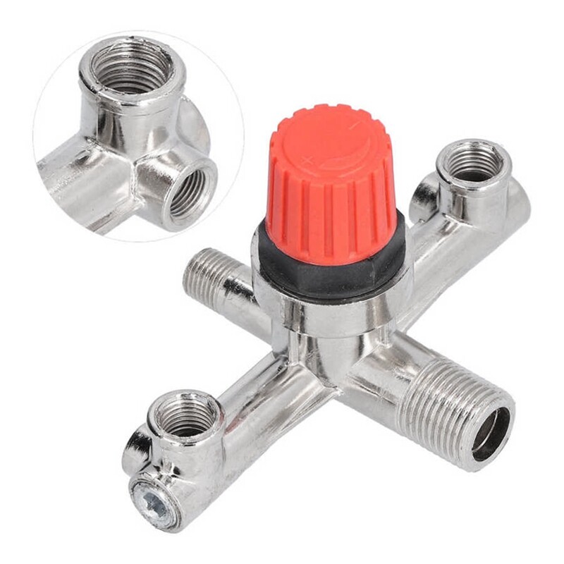 Air Compressor Switch Tube Double Outlet Metal Valve Pressure Nonadjustable Fitting Accessory