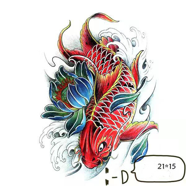 Lucky carp temporary tattoo stickers for men and women waterproof long-lasting arm and thigh cover scar