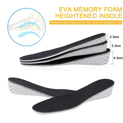 Unisex Insole Heel Lift Insert Shoe Pad Height Increase Cushion Hard Breathable Memory Foam Elevator Taller