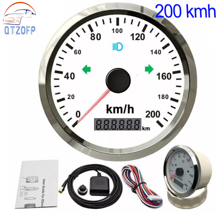 Universal GPS Speedometer 12V/24V Odometer 85mm 220Km/H for Car Motorcycle  LCD Tachometer KMH Meter Gauge Red Backlight Odometer 52mm LCD GPS  Speedometer Odometer Gauge Sensor 0~999 Mph Knots Km/h for Motorcycle ATV