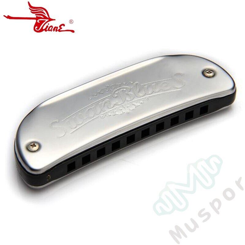SWAN 10 Holes Diatonic Blues Harp Harmonica Key Of C 20 Tones Boat Shape