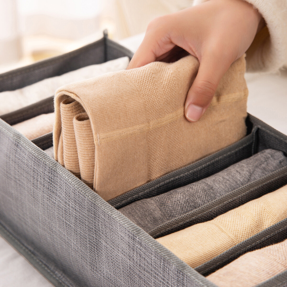 Drawer Clothes Divider Box Closet Jeans Storage Box Wardrobe Clothes Drawer Organizer Jeans Storage Box Non-woven Fabric Clothes Drawer Organizer Visible Gray Clothes Divider Box