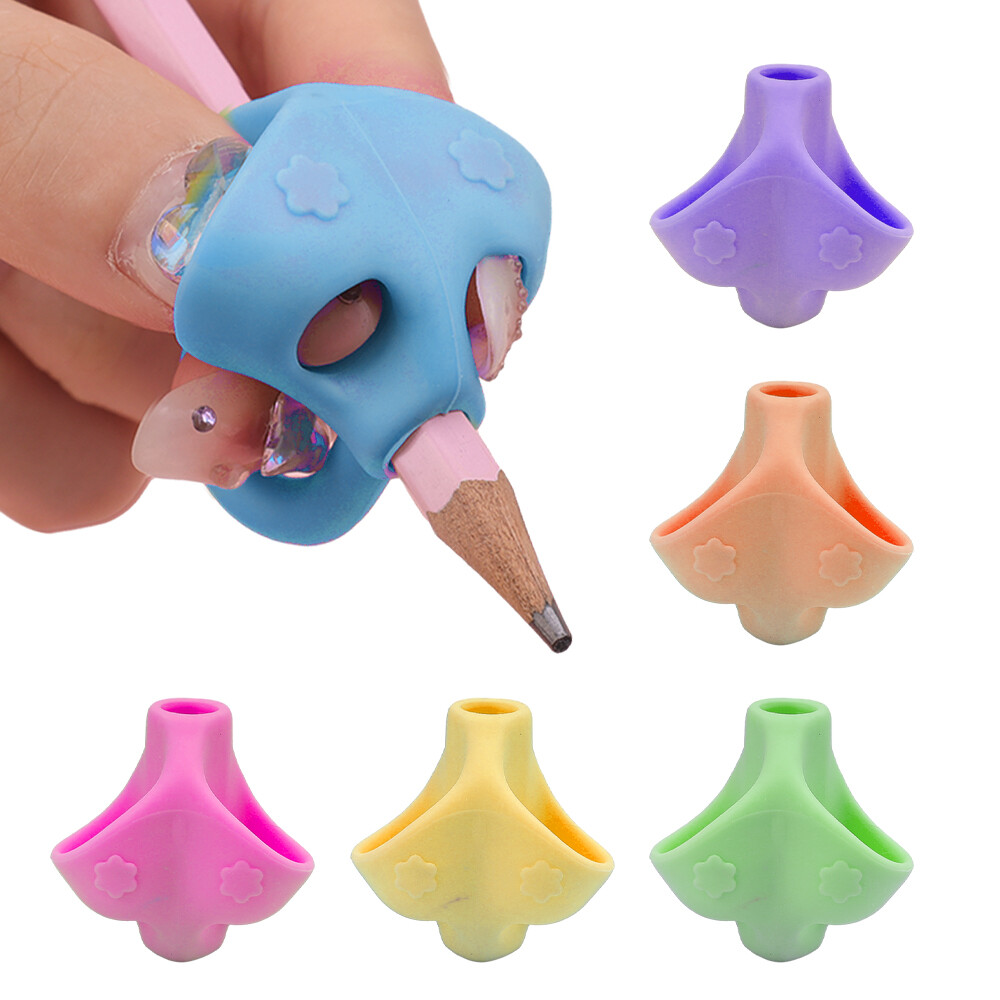Ba ngón tay trẻ em Đồ giữ bút chì Silicone sinh viên tư thế đúng học tập dụng cụ viết thiết bị chính xác