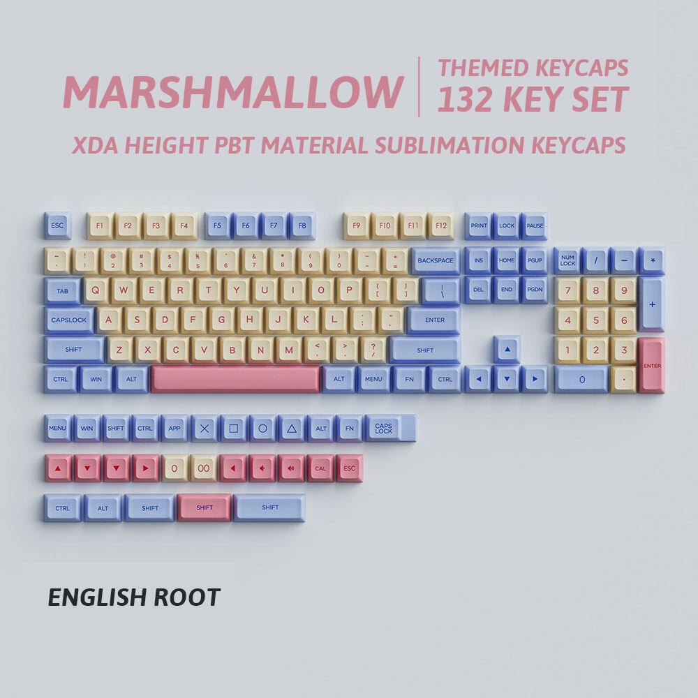 PBT Keycaps XDA Profile Marshmallow Personalized keycap Dye Sub 132