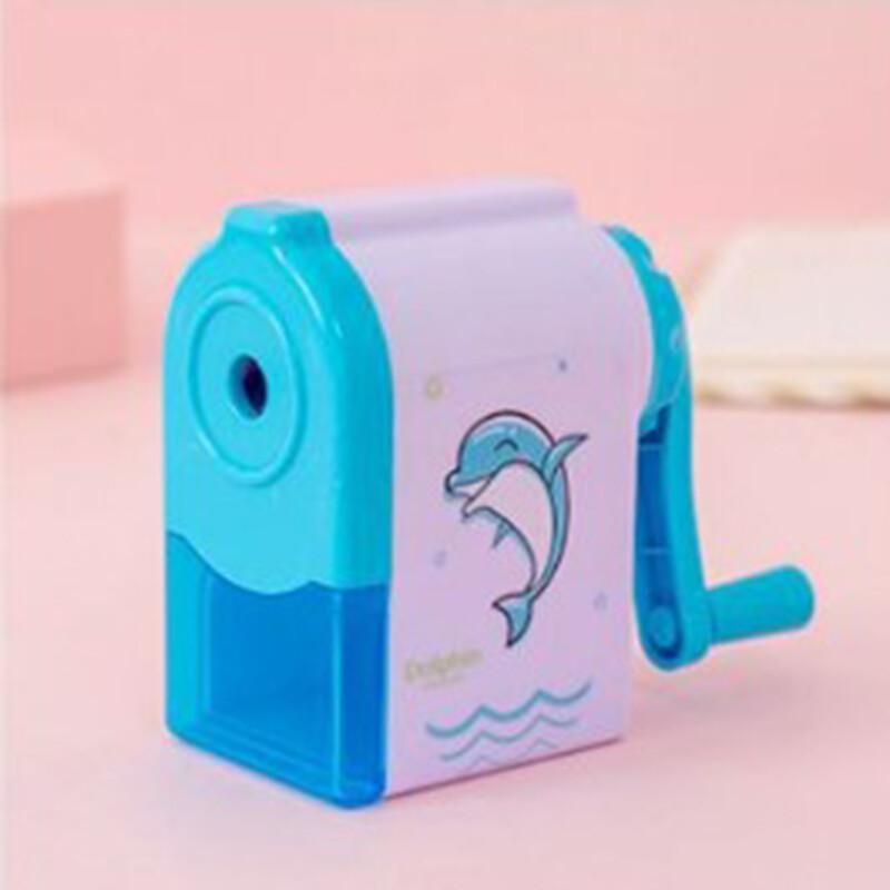 LSHUO Student Hand Crank Pencil Sharpener Cartoon Print Pencil Sharpener School Supply