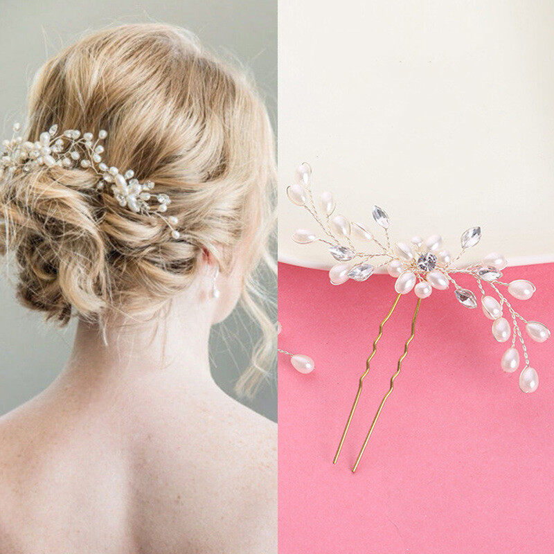 [Lady Sugar]Vintage Wedding Bridal Pearl Flower Crystal Hair Pins Bridesmaid Inexpensive Hair Clip Side Comb