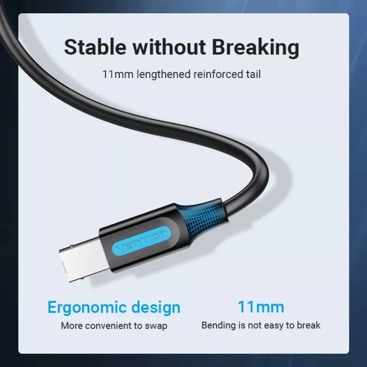 Vention Cáp In USB 2.0 Cáp USB Máy Quét Dữ Liệu Đồng Bộ USB 2.0 Loại A Đực Sang B Đực 1M 2M Cho Máy In HP Canon Epson