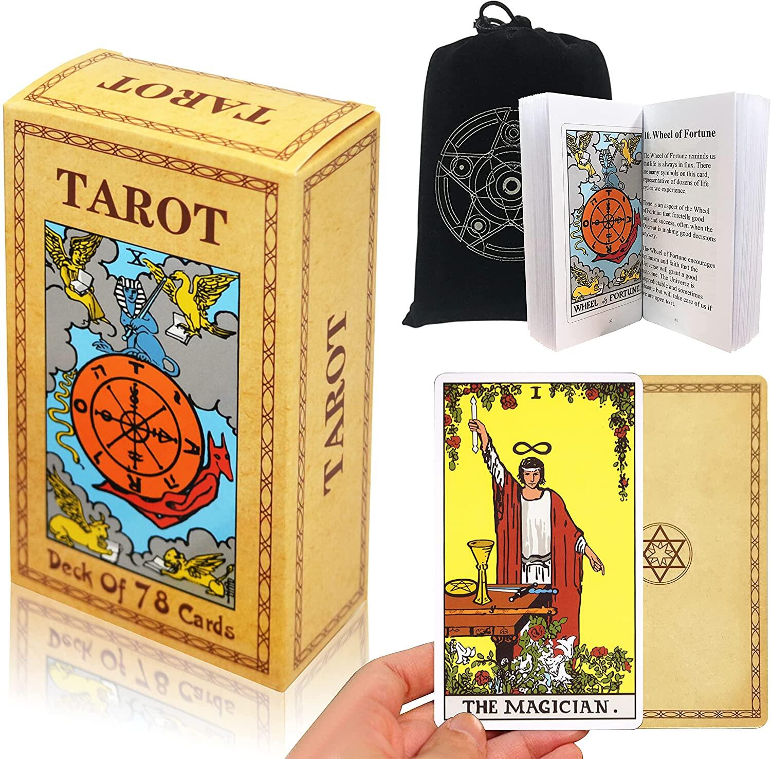 Rider Waite Tarot Deck,Surface Laser Tarot Deck,78Pcs Fate Forecasting Cards Game Set with Guide Book for Tarot Beginners 