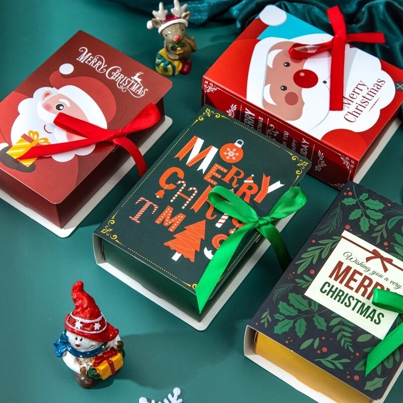 Christmas Boxs Gift Bag Candy Box Magic book Bag Merry Christmas Decorations for Home New Year Supplies