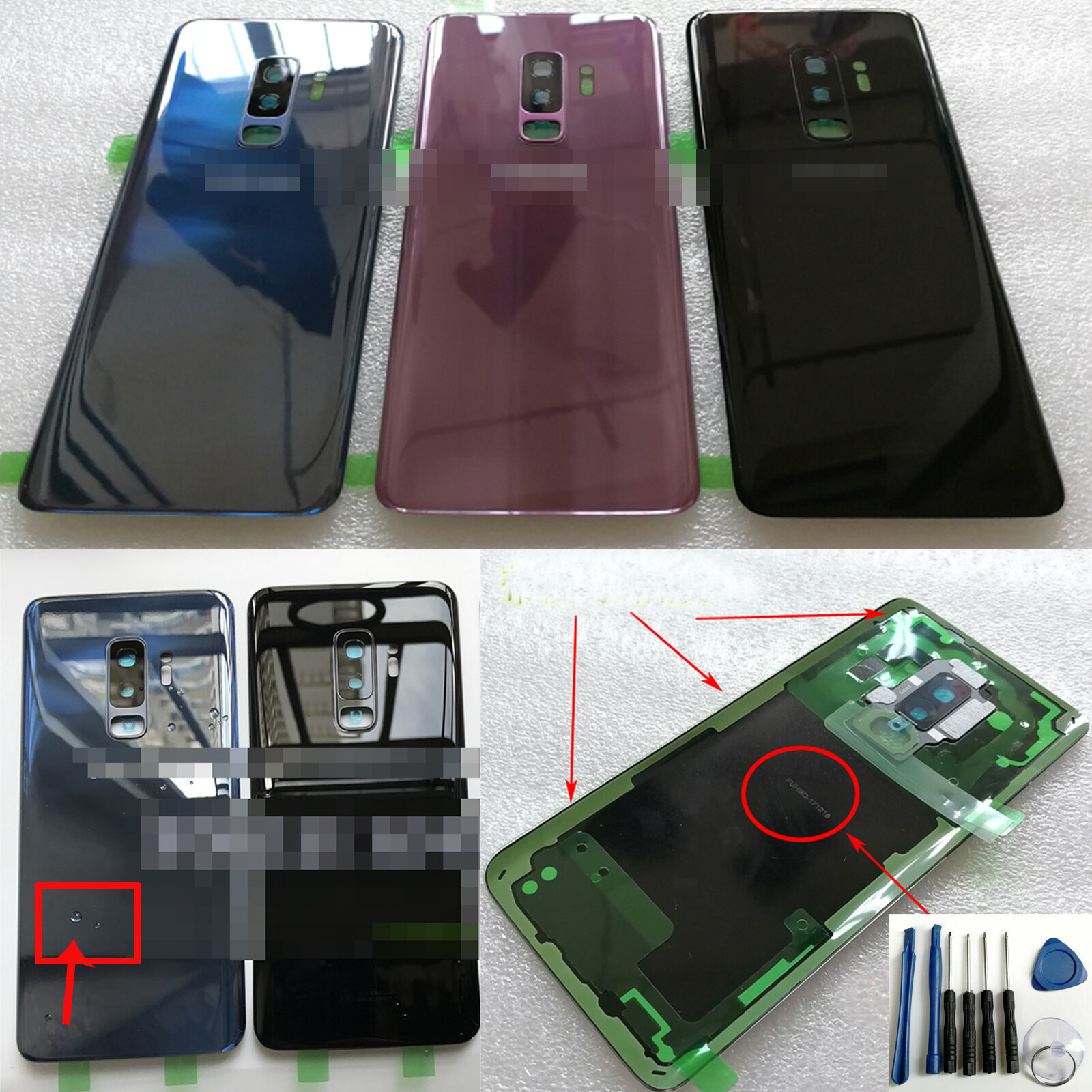For Samsung S9+/S9 Plus G965F G965U G965W Glass Back  Cover +Lens Cap