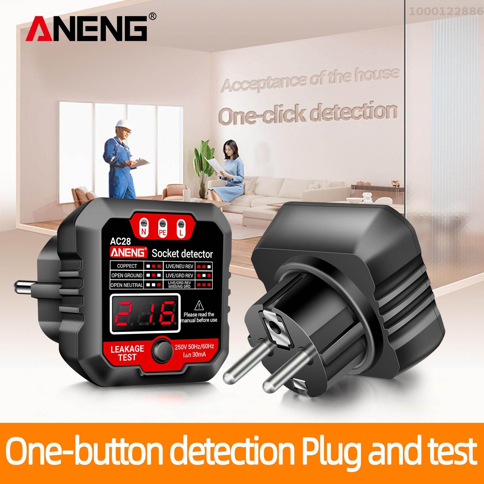 KKmoon aneng Outlet Tester receptacle Detector với LCD điện áp hiển thị 250V Ổ cắm điện Checker tự động phân cực Bộ kiểm thử điện kẹp thử điện cắm tường các công cụ điện